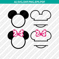 Mickey Minnie Ears Monogram SVG Cricut Cut File Clipart Png Eps Dxf Vector