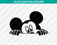 Mickey Minnie Mouse Disney Monogram Peeping Hiding SVG Cricut Cut File Clipart Png Eps Dxf