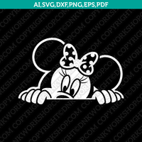 Mickey Minnie Peeping Hiding 2 SVG Vector Silhouette Cameo Cricut Cut File Clipart Eps Png Dxf