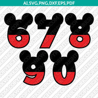 Mickey Mouse Numbers SVG Cut File Cricut Vector Sticker Decal Silhouette Cameo Dxf PNG Eps