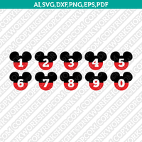 Mickey Numbers SVG 4 design SVG Vector Cricut Cut File Clipart Png Eps Dxf