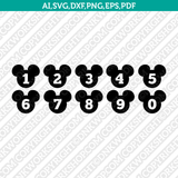 Mickey Numbers SVG 4 design SVG Vector Cricut Cut File Clipart Png Eps Dxf