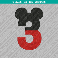 Mickey Mouse 3rd Birthday Embroidery Design - 6 Sizes - INSTANT DOWNLOAD 