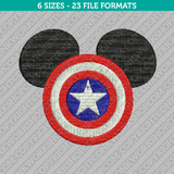 Mickey Mouse Captain America Embroidery Design - 6 Sizes - INSTANT DOWNLOAD 