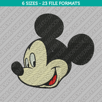 Mickey Mouse Head Face Embroidery Design - 6 Sizes - INSTANT DOWNLOAD 