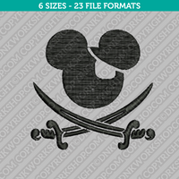 Mickey Mouse Pirate Embroidery Design - 6 Sizes - INSTANT DOWNLOAD 