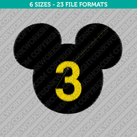 Mickey Mouse Third 3rd Birthday Disney Embroidery Design - 6 Sizes - INSTANT  DOWNLOAD 