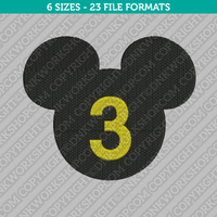 Mickey Mouse Third 3rd Birthday Disney Embroidery Design - 6 Sizes - INSTANT  DOWNLOAD 