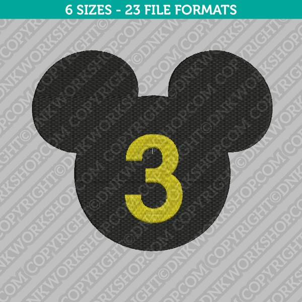 Mickey Mouse Third 3rd Birthday Disney Embroidery Design - 6 Sizes - INSTANT  DOWNLOAD 