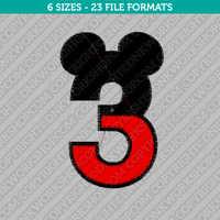 Mickey Mouse Third 3rd Birthday Embroidery Design - 6 Sizes - INSTANT DOWNLOAD 