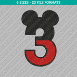 Mickey Mouse Third 3rd Birthday Embroidery Design - 6 Sizes - INSTANT DOWNLOAD 