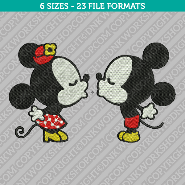Mickey and Minnie Mouse Kissing Embroidery Design - 5 Sizes - INSTANT DOWNLOAD