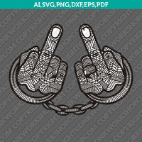 Middle Finger Hands in Handcuffs Fuck You Zentangle Mandala Ornament SVG Cut File Cricut Vector Sticker Decal Silhouette Cameo Dxf PNG Eps