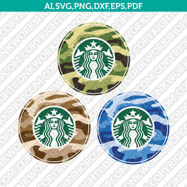 Military Army Marine Seal Hunting Camo Camouflage Starbucks SVG Cup Tumbler Mug Cold Cup Sticker Decal Silhouette Cameo Cricut Cut File Png Eps Dxf