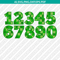Mine Pattern Theme Minecraft Numbers SVG Vector Silhouette Cameo Cricut Laser Cut File Clipart Png Dxf Eps