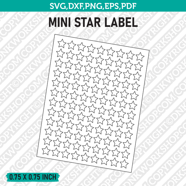 Mini Star Label Template SVG Vector Cricut Cut File Clipart Png Eps Dxf