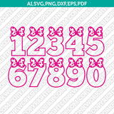 Minnie Ears Bow Numbers SVG Vector Silhouette Cameo Cricut Cut File Clipart Png Dxf Eps