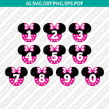 Minnie Mouse Numbers SVG Cut File Cricut Silhouette Cameo Clipart Png Eps Dxf Vector