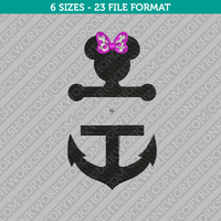 Minnie Mouse Split Anchor Embroidery Design - 6 Sizes - INSTANT DOWNLOAD