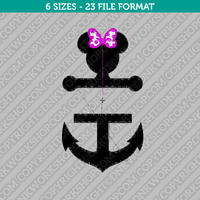 Minnie Mouse Split Anchor Embroidery Design - 6 Sizes - INSTANT DOWNLOAD