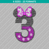 Minnie Mouse 3rd Birthday Embroidery Design 