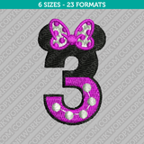 Minnie Mouse 3rd Birthday Embroidery Design 