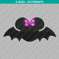 Minnie Mouse Halloween Bat Embroidery Design 