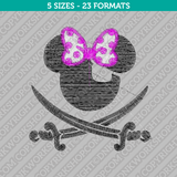 Minnie Mouse Pirate Embroidery Design 