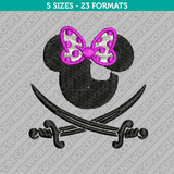 Minnie Mouse Pirate Embroidery Design 