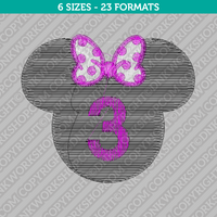 Minnie Mouse Third 3rd Birthday Disney Embroidery Design