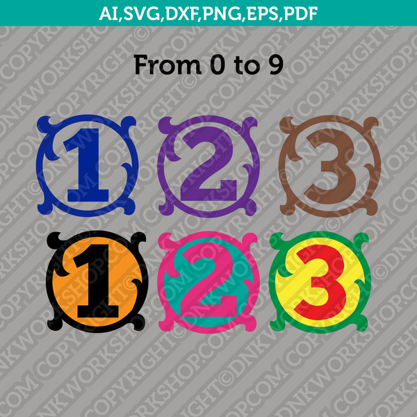 Monogram Frame Numbers Birthday SVG Cut File Cricut Silhouette Cameo Clipart Png Eps Dxf Vector