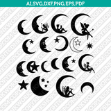 Moon Star SVG Cricut Cut File Silhouette Cameo Clipart Png Eps Dxf Vector