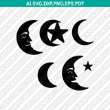 Moon Star SVG Cricut Cut File Silhouette Cameo Clipart Png Eps Dxf Vector