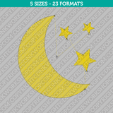 Moon and Star Embroidery Design