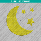 Moon and Star Embroidery Design