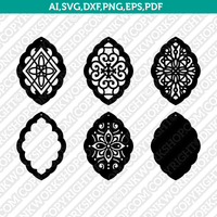Moroccan Earring 2 SVG Vector Silhouette Cameo Cricut Laser Cut File Clipart Png Dxf Eps