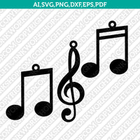 Musical Music Notes Earring SVG Laser Cut File Cricut Vector Silhouette Cameo Dxf PNG Eps
