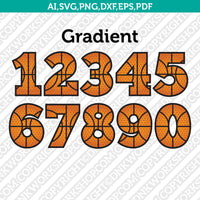 NBA Basketball Ball Numbers SVG Vector Silhouette Cameo Cricut Cut File Clipart Png Dxf Eps