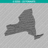 New York State Map Embroidery Design 