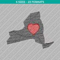 New York State Map Heart Embroidery Design