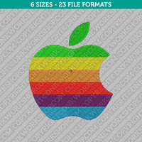 Old Apple Rainbow Embroidery Design - 6 Sizes - INSTANT DOWNLOAD