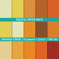 Digital Papers Scrapbooking Orange Linen Textured Paper Instant Download