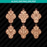 Ornamental Floral Tribal Pendant Bijouterie Design Tear Drop Earring SVG Cricut Laser Cut File Clipart Png Eps Dxf