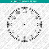 Outline Clock Face Template Cricut Silhouette Svg Vector Clip Art Design Eps Png Dxf Cut File Files Stencil