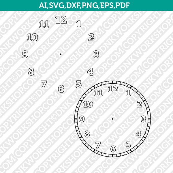 Outline Clock Face Template Cricut Silhouette Svg Vector Clip Art Design Eps Png Dxf Cut File Files Stencil