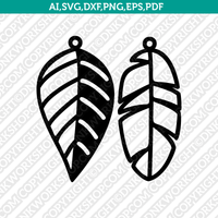 Outline Leaf Earrings SVG Vector Silhouette Cameo Cricut Cut File  Dxf Eps Clipart Png