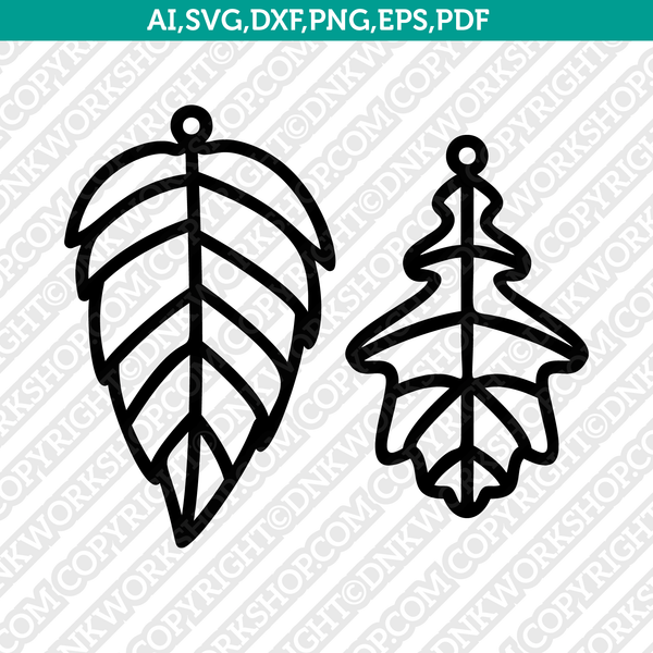 Geometric Leaf A Earring Template svg png dxf eps Chameleon Cuttables LLC |  Chameleon Cuttables LLC