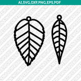 Outline Leaf Earrings SVG Vector Silhouette Cameo Cricut Cut File  Dxf Eps Clipart Png