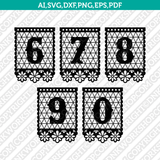 Papel Picado Numbers Cinco de Mayo Day of Death Coco SVG Cut File Cricut Silhouette Cameo Clipart Png Eps Dxf Vector