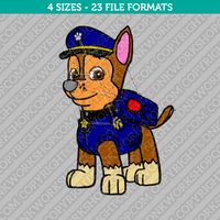 Paw Patrol Chase Embroidery Design - 4 Sizes - INSTANT DOWNLOAD 